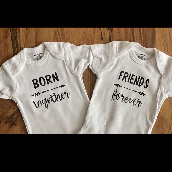 Twins onesie, custom baby onesie, personalized cute baby clothes,(price for both - Picture 1 of 1